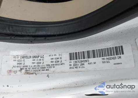 2011 Chrysler 200 Limited from USA, damaged, VIN 1C3BC7EG3BN529872